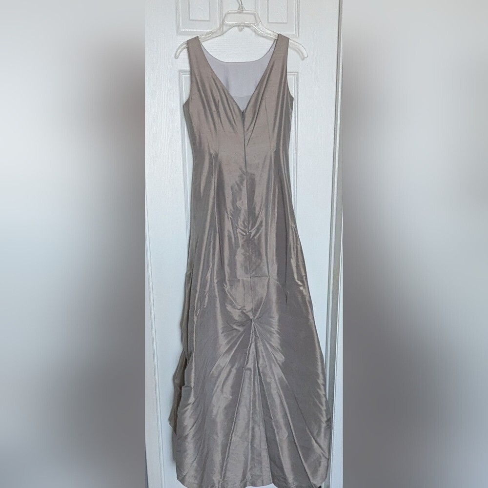 Women's 100% Silk Formal Custom-Made Maxi Dress/Gown w/Ruching, Bustle & Train - Picture 8 of 14
